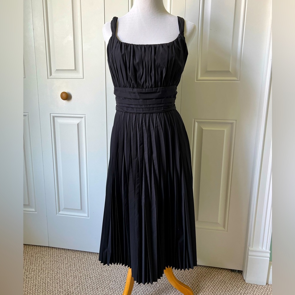 Anne Klein black pleated party dress